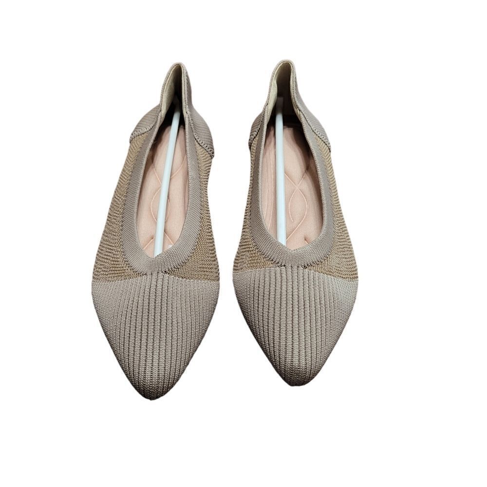 Tan knit Pointe toe flats